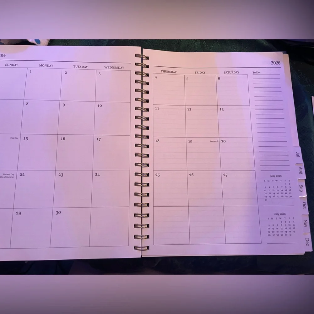 Hardcover Large 2026 Organizational Planner, Monthly and Weekly, Blue Watercolor